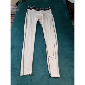 Nike Pro Pants Size Large Mens White Licra Logo Running Compression Winter NWT